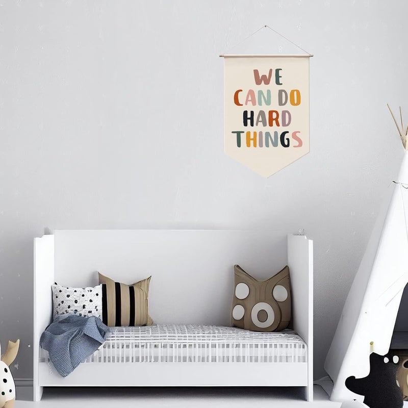 WCDHOR We Can Do Hard Things Wall Hanging, Classroom Wall Decor, Positive Quotes, Kids Affirmation, Kids Room Wall Hanging Banners, Positive Classroom Decor, Playroom Wall Decor - Image 2